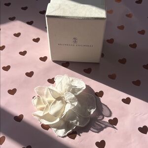 Brunello Cucinelli Silk Cream Floral Brooch